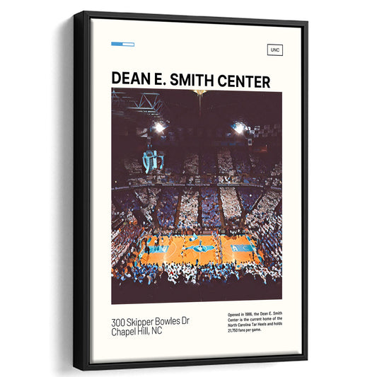 Dean E Smith Center Print, UNC Tar Heels Stadium Canvas Art, Man Cave Gift, Floating Framed Canvas Print Wall Art