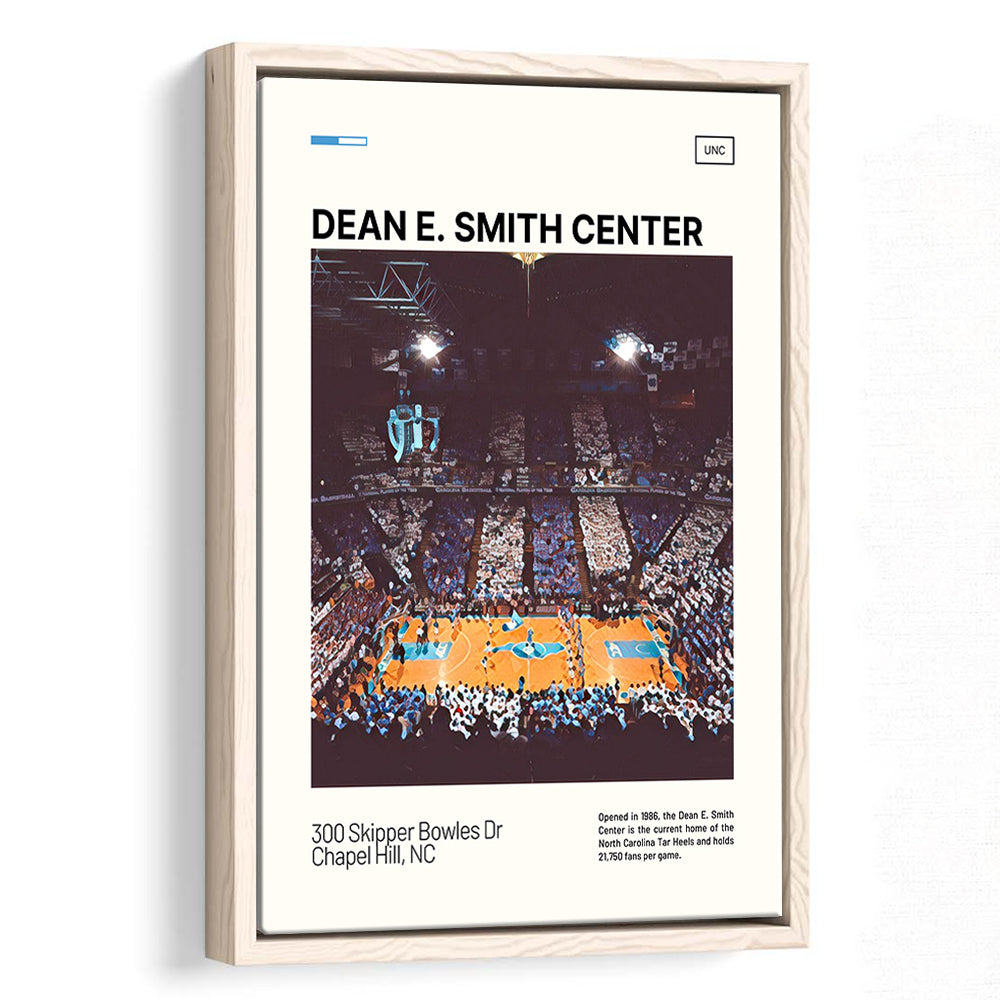Dean E Smith Center Print, UNC Tar Heels Stadium Canvas Art, Man Cave Gift, Floating Framed Canvas Print Wall Art
