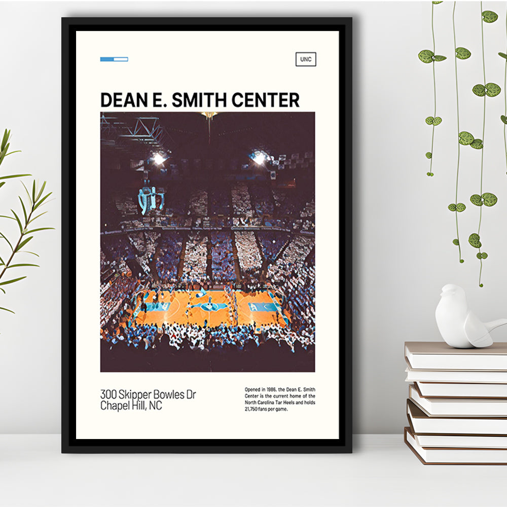 Dean E Smith Center Print, UNC Tar Heels Stadium Canvas Art, Man Cave Gift, Floating Framed Canvas Print Wall Art