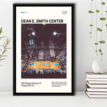 Dean E Smith Center Print, UNC Tar Heels Stadium Canvas Art, Man Cave Gift, Floating Framed Canvas Print Wall Art