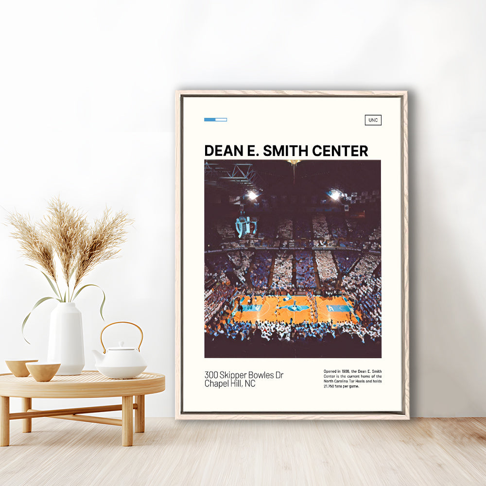 Dean E Smith Center Print, UNC Tar Heels Stadium Canvas Art, Man Cave Gift, Floating Framed Canvas Print Wall Art