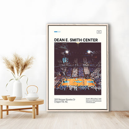 Dean E Smith Center Print, UNC Tar Heels Stadium Canvas Art, Man Cave Gift, Floating Framed Canvas Print Wall Art