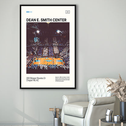 Dean E Smith Center Print, UNC Tar Heels Stadium Canvas Art, Man Cave Gift, Floating Framed Canvas Print Wall Art
