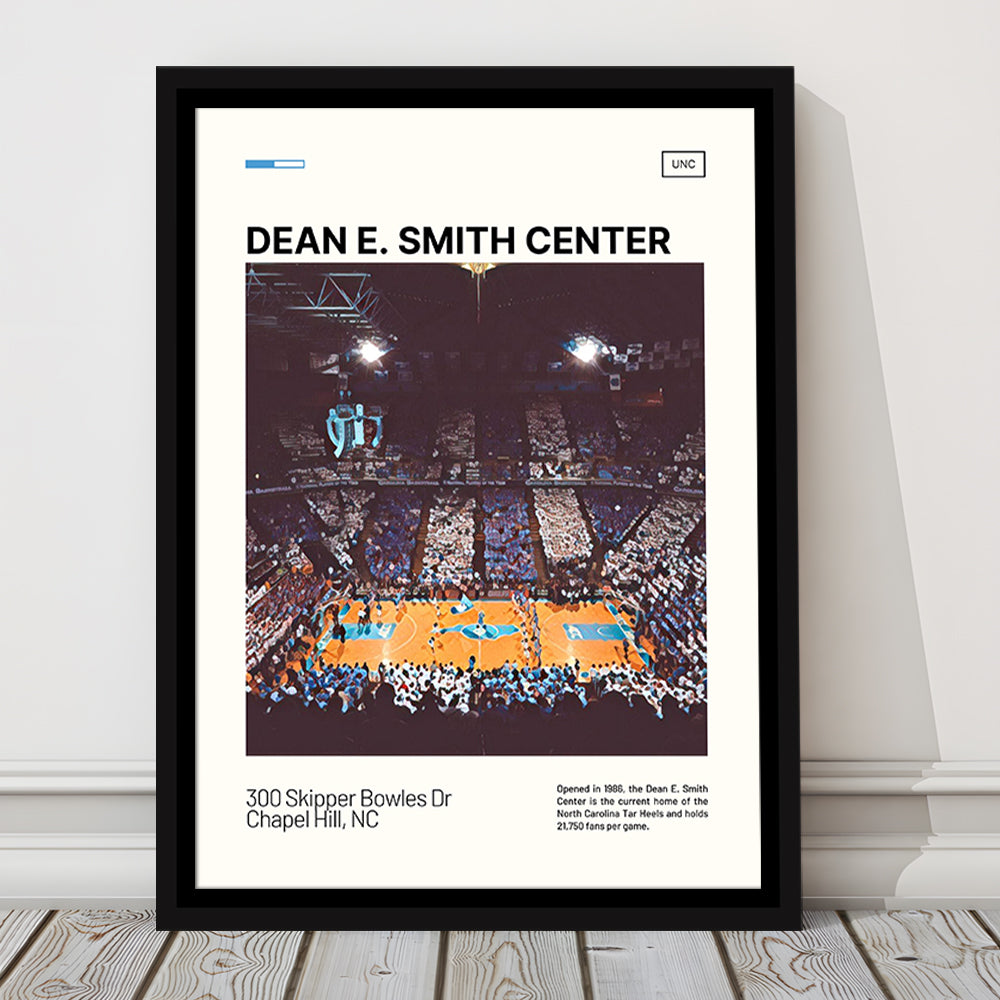 Dean E Smith Center Print, UNC Tar Heels Stadium Canvas Art, Man Cave Gift, Floating Framed Canvas Print Wall Art