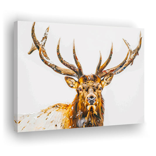 Dear Stag Head Painting White Bakcground, Canvas Art Decor Print, Painting Art, Canvas Print Wall Art Home Decor