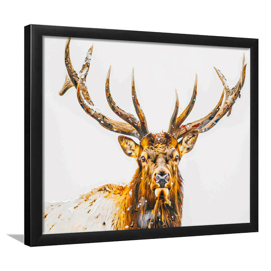 Dear Stag Head Painting White Bakcground, Framed  Print, Painting Art, Framed Art Print Wall Decor, Framed Picture