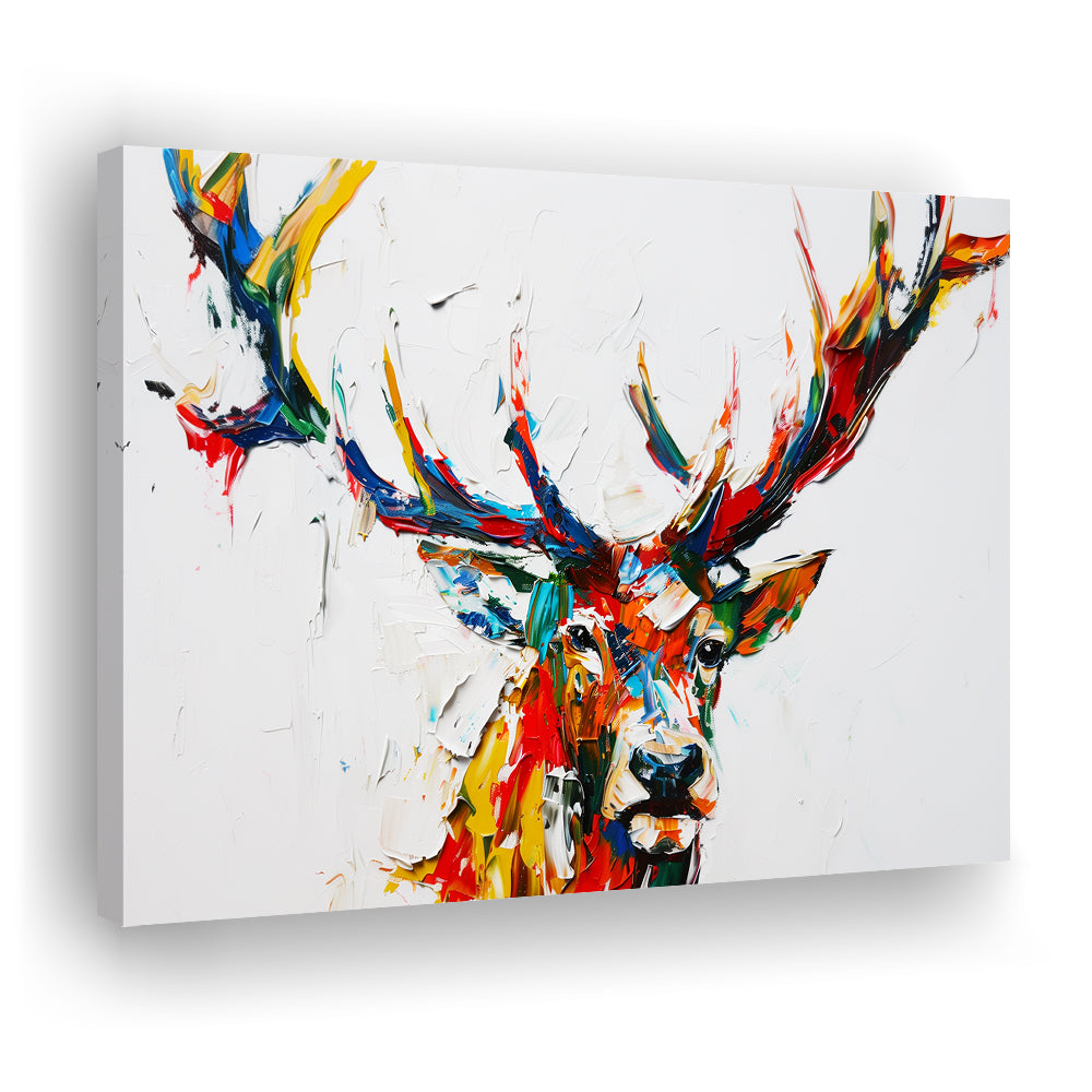 Deer Head Mixed Color Painting, Canvas Art Decor Print, Painting Art, Canvas Print Wall Art Home Decor