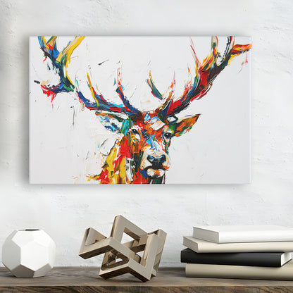 Deer Head Mixed Color Painting, Canvas Art Decor Print, Painting Art, Canvas Print Wall Art Home Decor