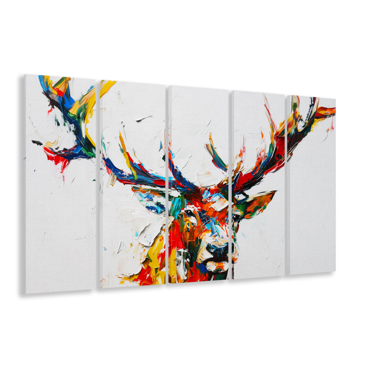 Deer Head Mixed Color Painting, Canvas Art Print, Painting Art, Multi Panels Canvas Print Wall Art