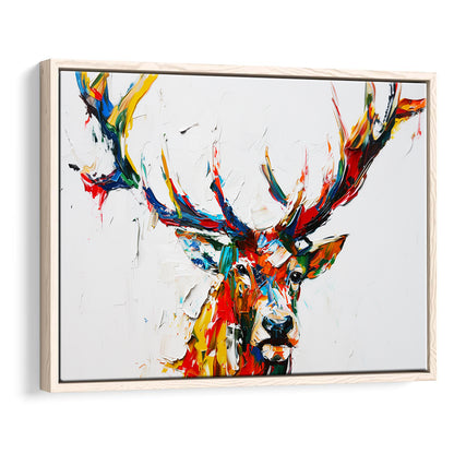 Deer Head Mixed Color Painting, Framed Canvas Print, Painting Art, Floating Framed Canvas Print Wall Art
