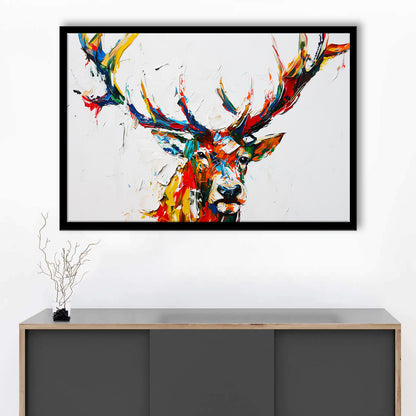 Deer Head Mixed Color Painting, Framed  Print, Painting Art, Framed Art Print Wall Decor, Framed Picture