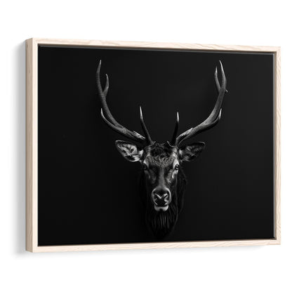 Deer Stag Head Art Black And White V1, Framed Canvas Painting, Framed Canvas Prints Wall Art Decor