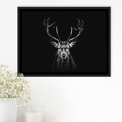 Deer Stag Head Luxury Art Black And White, Framed Canvas Painting, Framed Canvas Prints Wall Art Decor