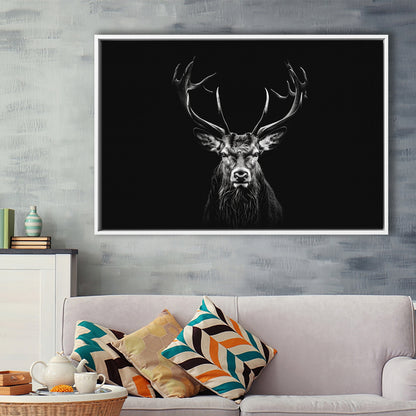 Deer Stag Head Luxury Art Black And White, Framed Canvas Painting, Framed Canvas Prints Wall Art Decor