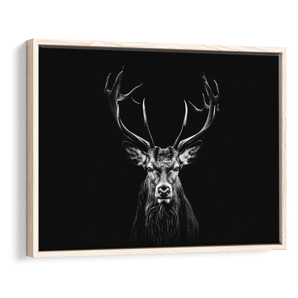 Deer Stag Head Luxury Art Black And White, Framed Canvas Painting, Framed Canvas Prints Wall Art Decor
