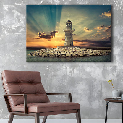 Deluxe Coastal Escape Framed Canvas, Serene Lighthouse Wall Art for Those Who Seek Tranquility, Cavas Print Wall Art Hom Decor