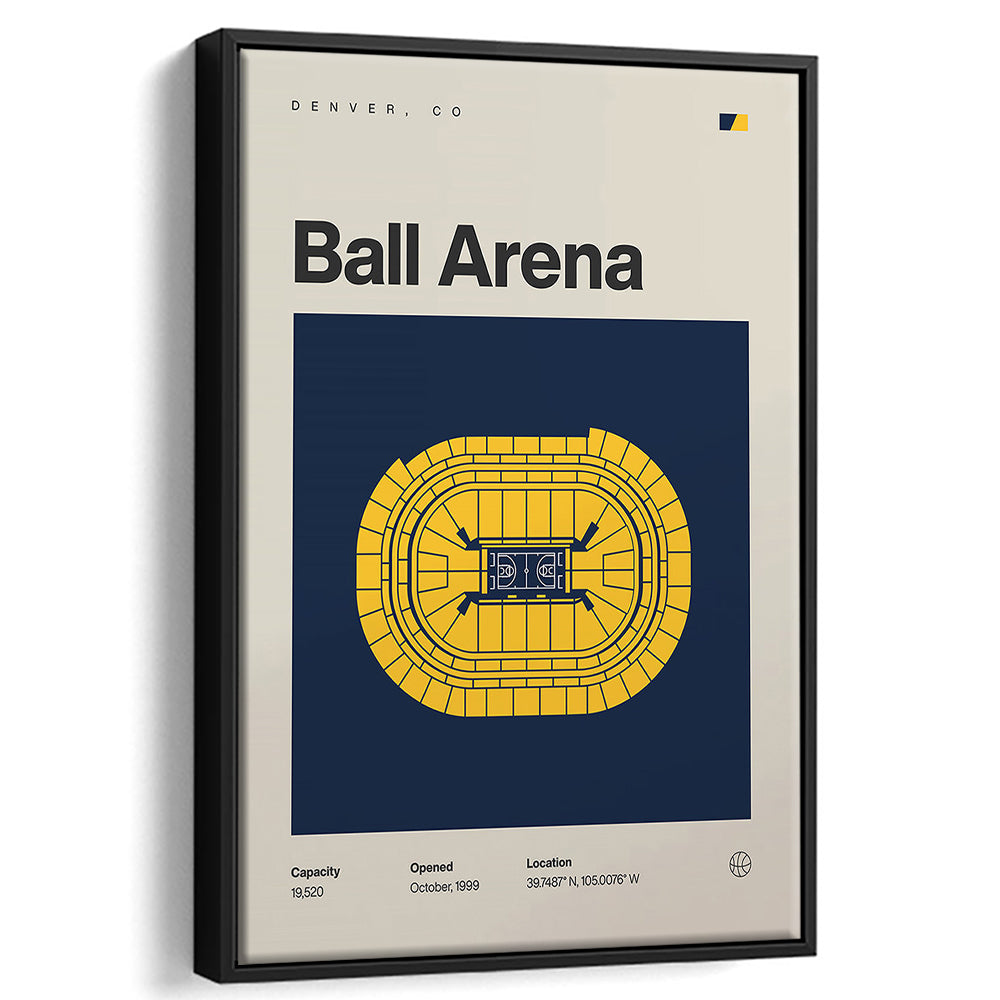 Denver Nuggets Stadium Print, Ball Arena Stadium Print, Man Cave Gift, Floating Framed Canvas Print Wall Art