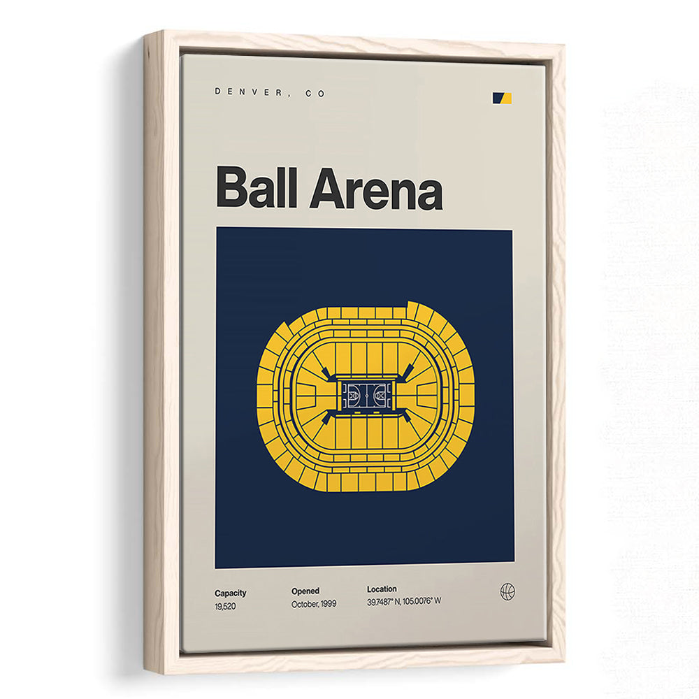 Denver Nuggets Stadium Print, Ball Arena Stadium Print, Man Cave Gift, Floating Framed Canvas Print Wall Art