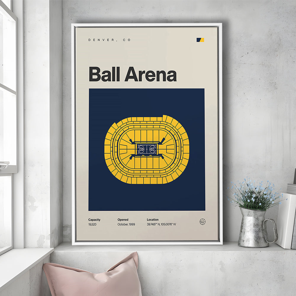 Denver Nuggets Stadium Print, Ball Arena Stadium Print, Man Cave Gift, Floating Framed Canvas Print Wall Art
