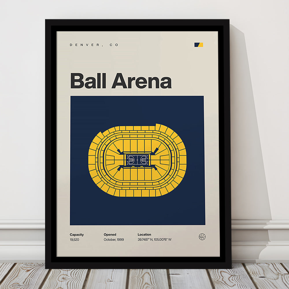 Denver Nuggets Stadium Print, Ball Arena Stadium Print, Man Cave Gift, Floating Framed Canvas Print Wall Art