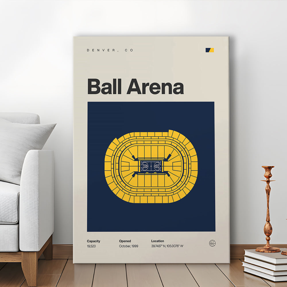 Denver Nuggets Stadium Print, Ball Arena Stadium Print, Fan Gifts, Sport Art, Canvas Print Wall Art