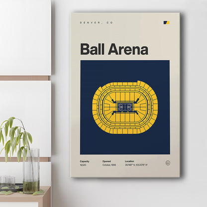 Denver Nuggets Stadium Print, Ball Arena Stadium Print, Fan Gifts, Sport Art, Canvas Print Wall Art
