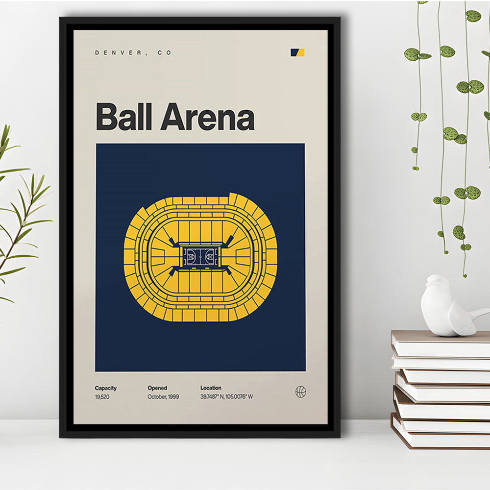 Denver Nuggets Stadium Print, Ball Arena Stadium Print, Man Cave Gift, Floating Framed Canvas Print Wall Art