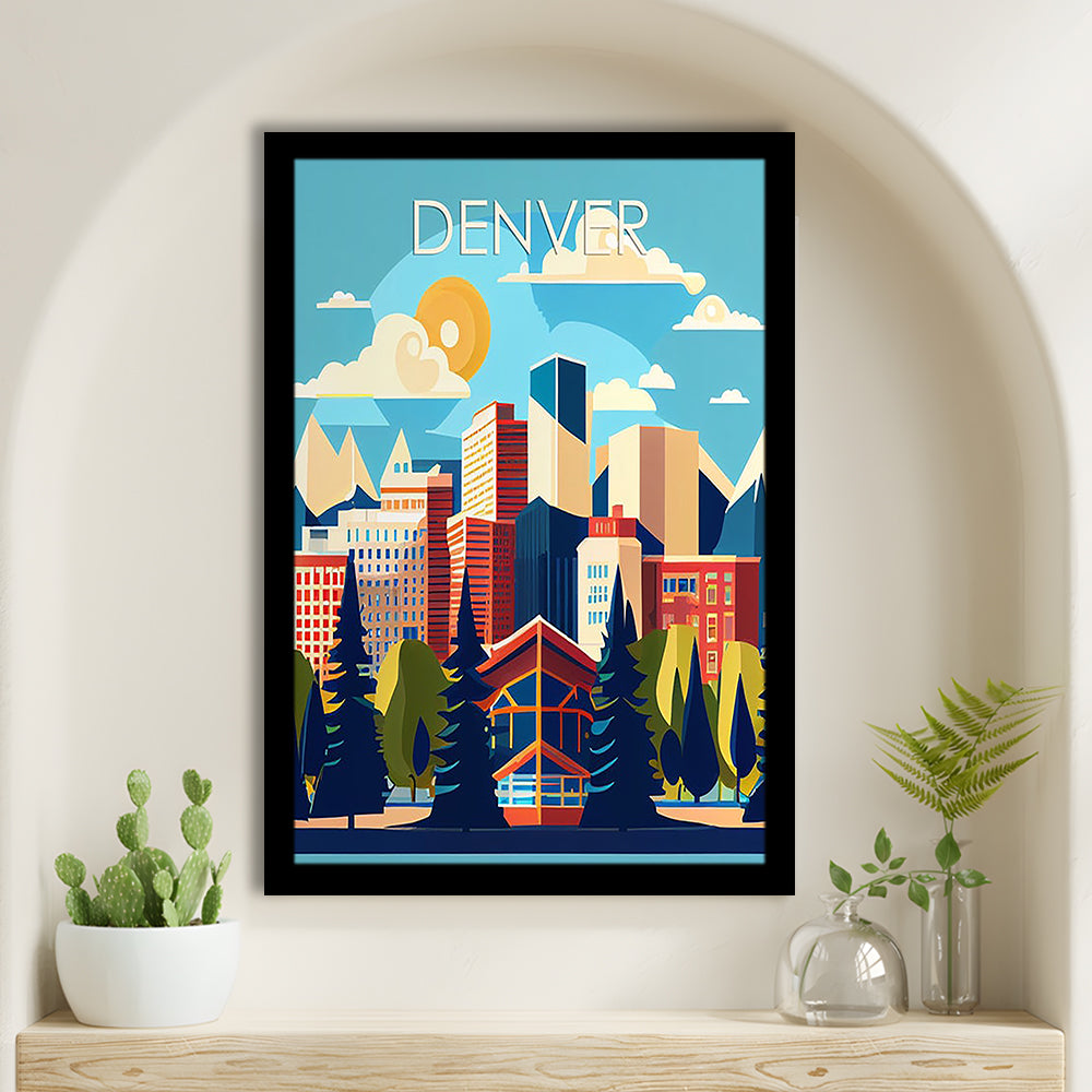 Denver Retro Art Print, Denver City Wall Art, Framed Art Print, Picture Framed, Painting Art