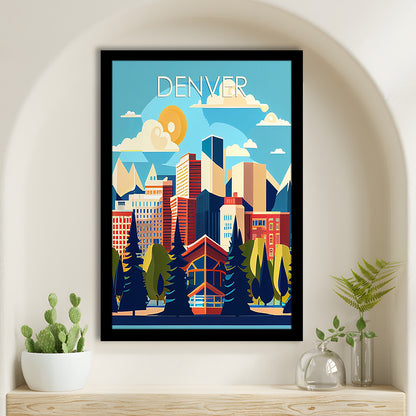 Denver Retro Art Print, Denver City Wall Art, Framed Art Print, Picture Framed, Painting Art