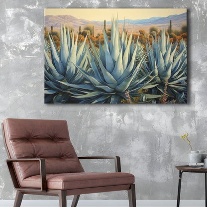 Desert Agave Printed On Canvas, Horizontal Painting Southwestern Decor, Canvas Print Wall Art, Wall Decor, Painting Canvas