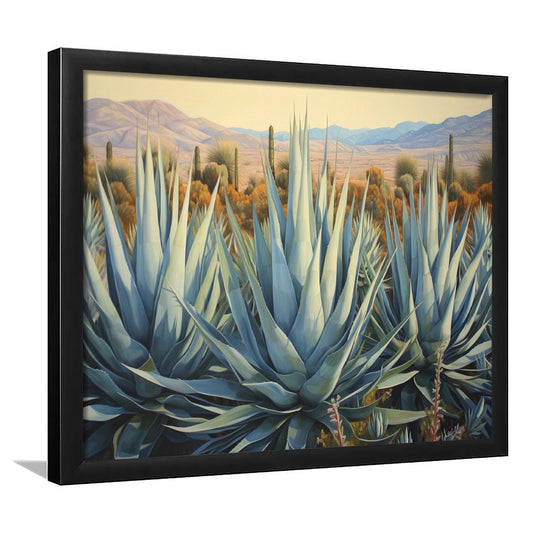 Desert Agave Printed On Canvas, Horizontal Painting Southwestern Decor, Framed Art Print Wall Decor, Picture Framed