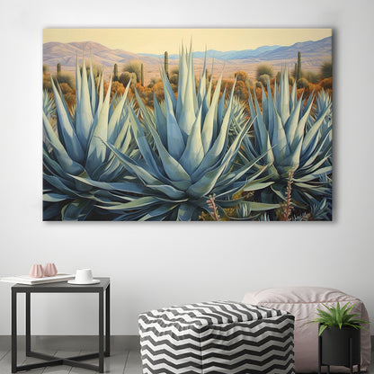 Desert Agave Printed On Canvas, Horizontal Painting Southwestern Decor, Canvas Print Wall Art, Wall Decor, Painting Canvas