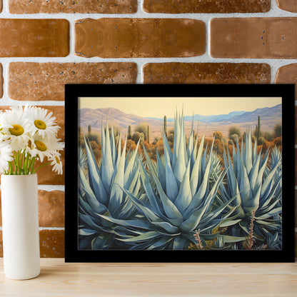 Desert Agave Printed On Canvas, Horizontal Painting Southwestern Decor, Framed Art Print Wall Decor, Picture Framed