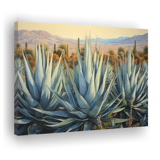 Desert Agave Printed On Canvas, Horizontal Painting Southwestern Decor, Canvas Print Wall Art, Wall Decor, Painting Canvas