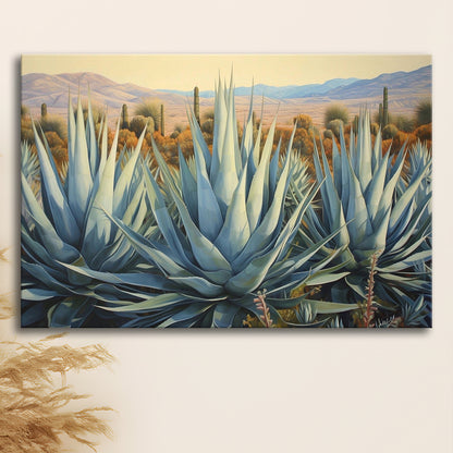 Desert Agave Printed On Canvas, Horizontal Painting Southwestern Decor, Canvas Print Wall Art, Wall Decor, Painting Canvas