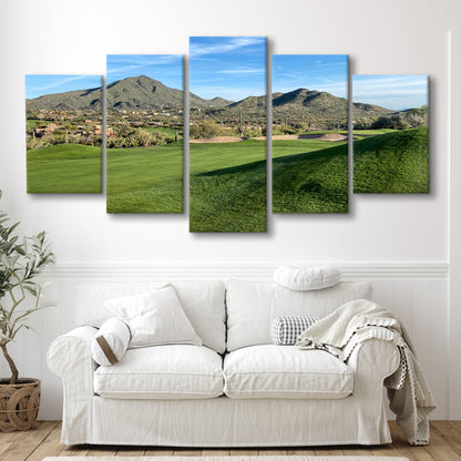 Desert Golf Course In Arizona, Golf Art Print, 5 Pieces Mixed Canvas Print Wall Art