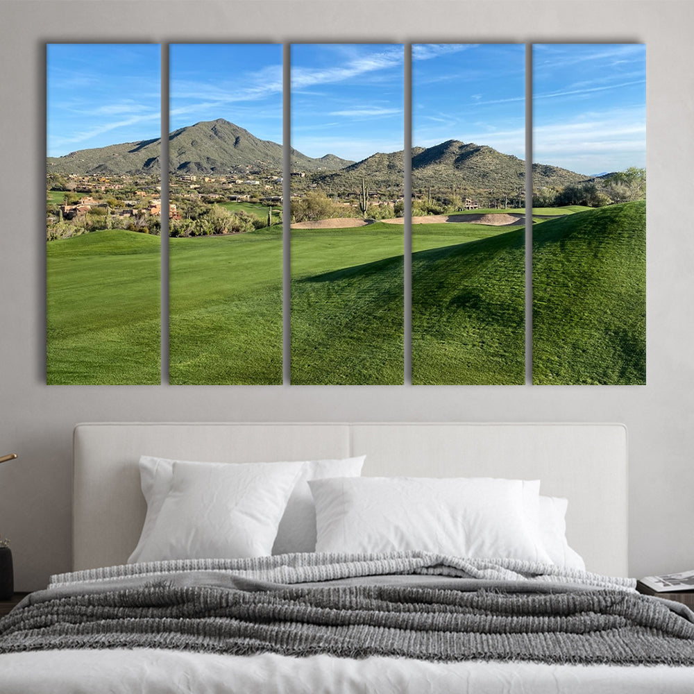 Desert Golf Course In Arizona, Golf Art Print, Extra Large Canvas Print Wall Art