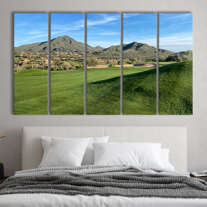 Desert Golf Course In Arizona, Golf Art Print, Extra Large Canvas Print Wall Art