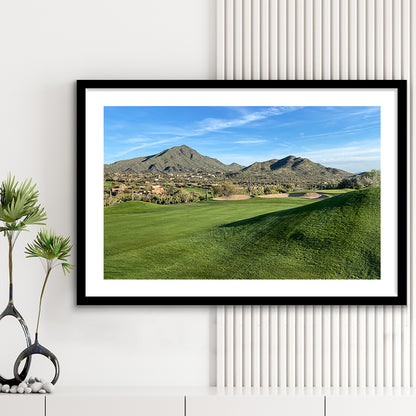 Desert Golf Course In Arizona, Goft Art Print, Framed Art Print White Border Wall Decor