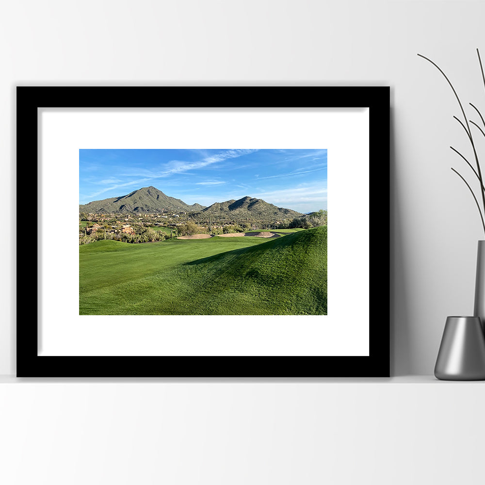 Desert Golf Course In Arizona, Goft Art Print, Framed Art Print White Border Wall Decor