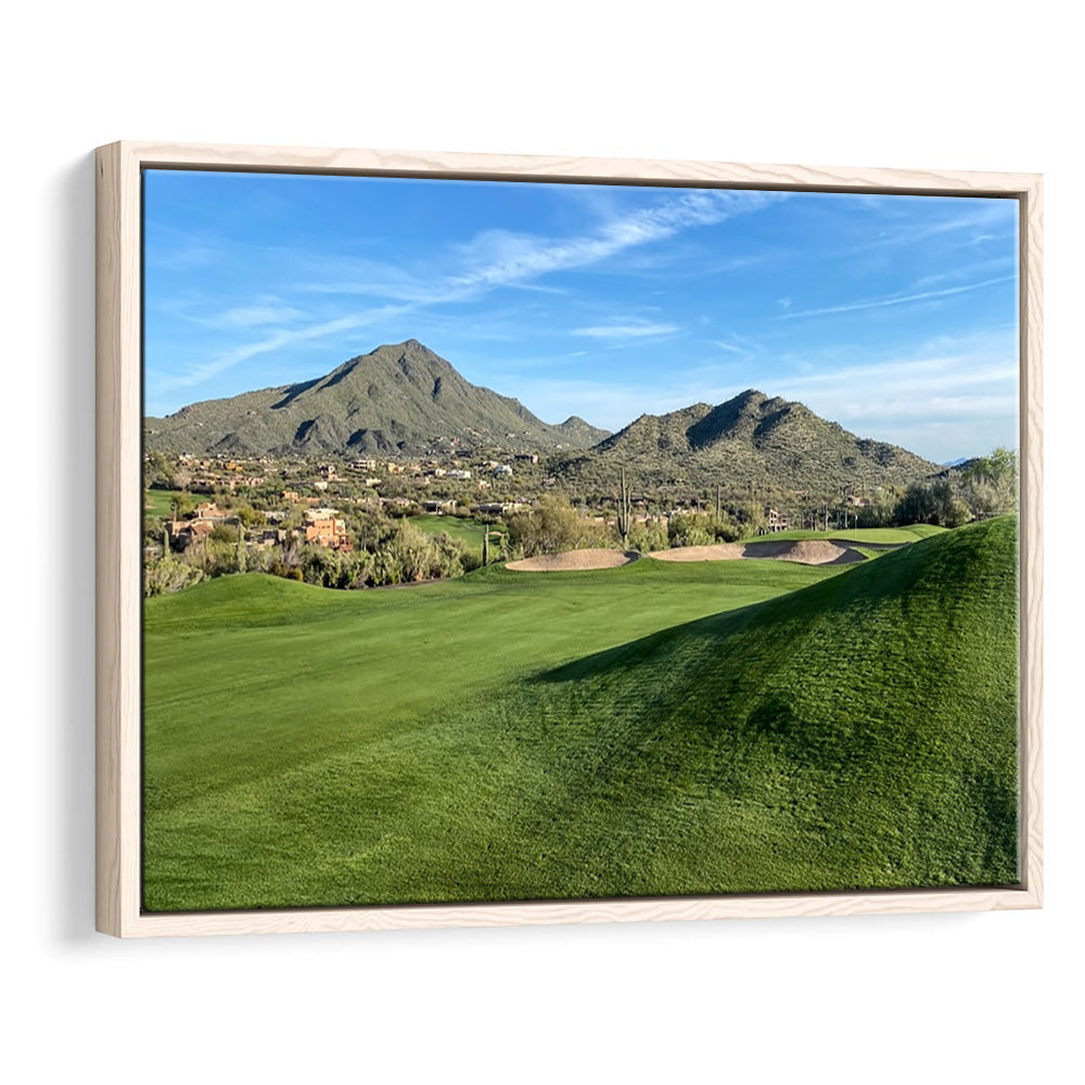 Desert Golf Course In Arizona, Floating Framed Canvas Print Wall Art