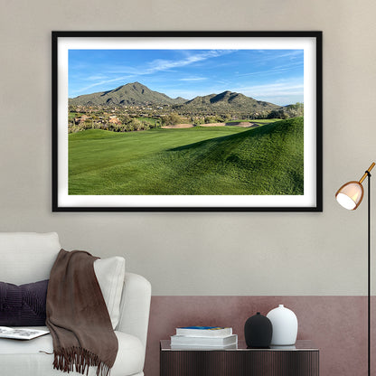 Desert Golf Course In Arizona, Goft Art Print, Framed Art Print White Border Wall Decor