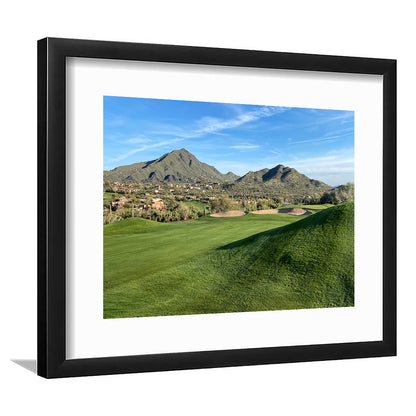 Desert Golf Course In Arizona, Goft Art Print, Framed Art Print White Border Wall Decor