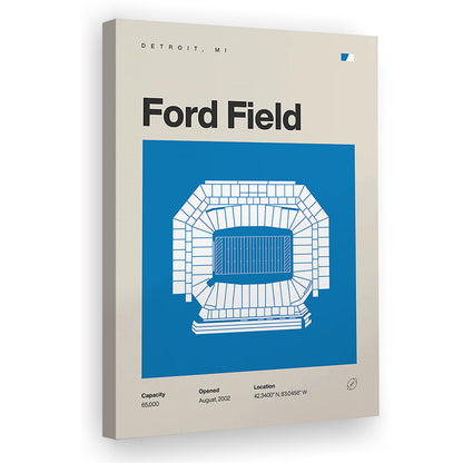 Detroit Lions Stadium Print, Ford Field Stadium Print, Fan Gifts, Sport Art, Canvas Print Wall Art
