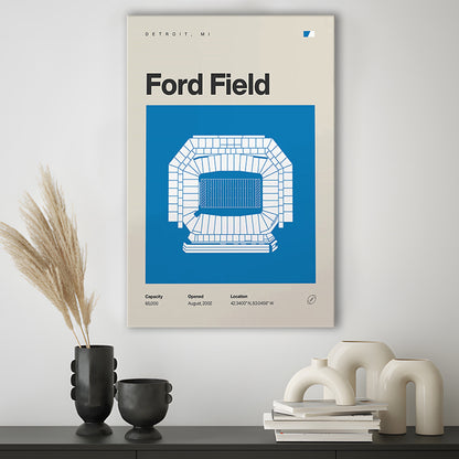 Detroit Lions Stadium Print, Ford Field Stadium Print, Fan Gifts, Sport Art, Canvas Print Wall Art