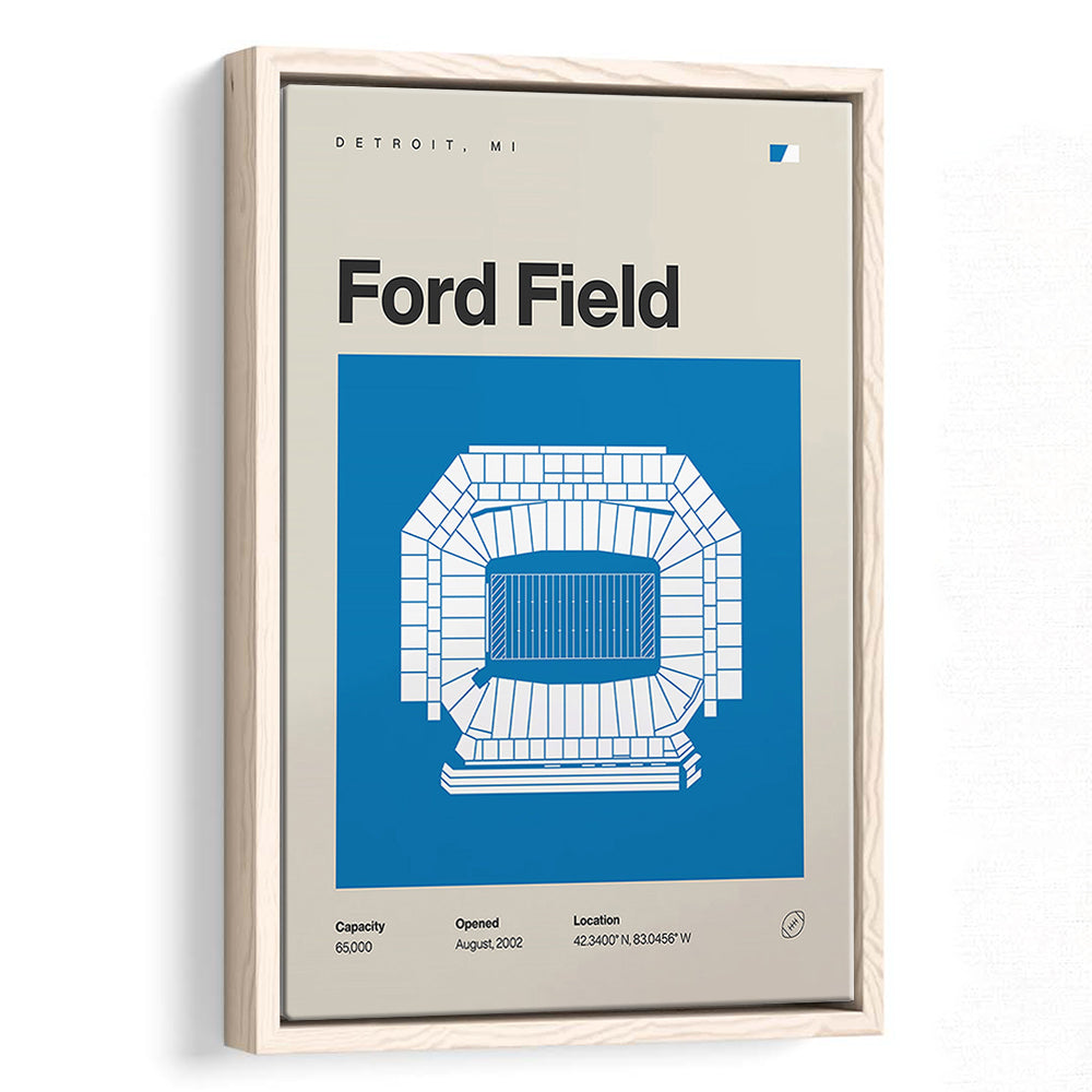 Detroit Lions Stadium Print, Ford Field Stadium Print, Man Cave Gift, Floating Framed Canvas Print Wall Art