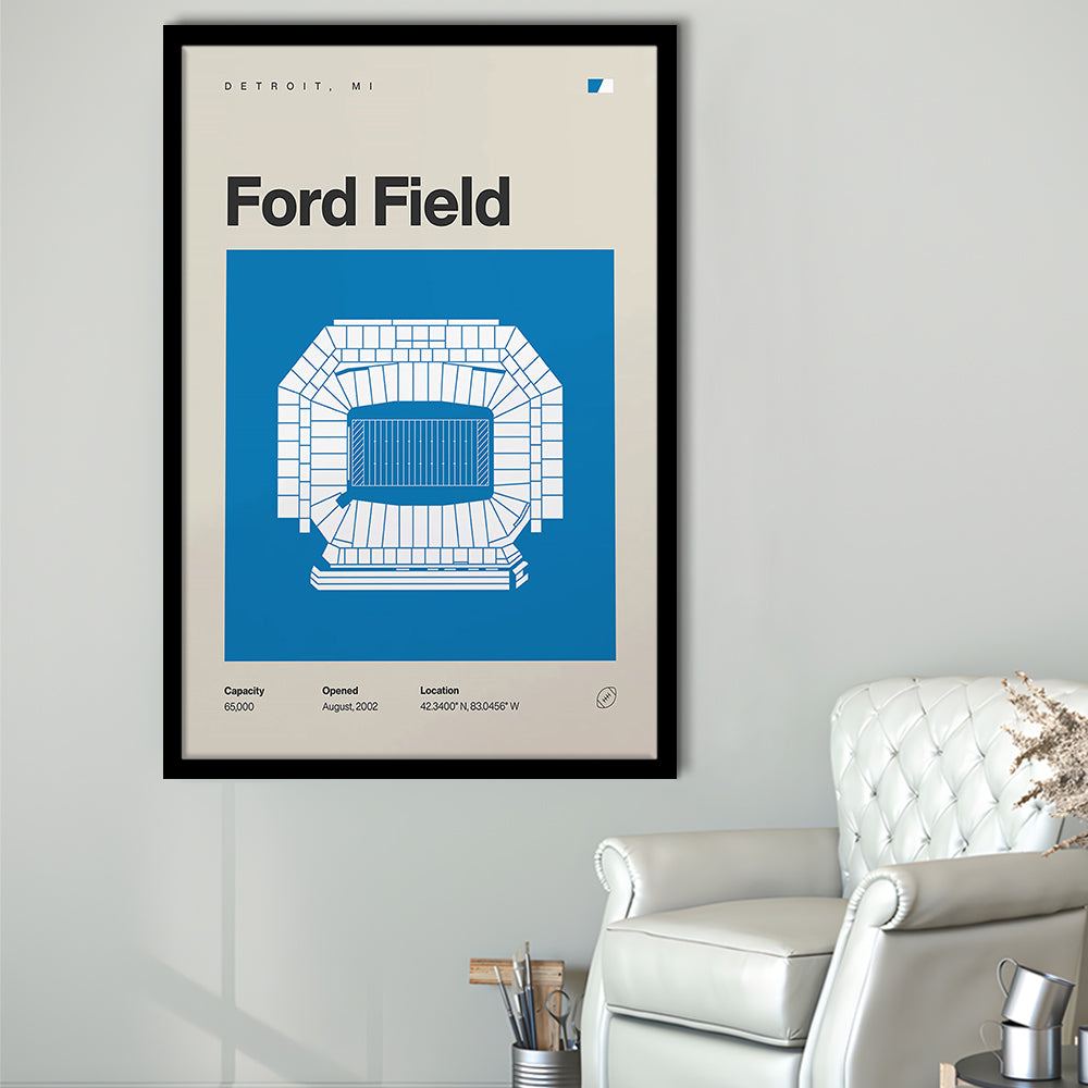 Detroit Lions Stadium Print, Ford Field Stadium Print, Gifts for him, Sport Art, Framed Art Print Wall Decor