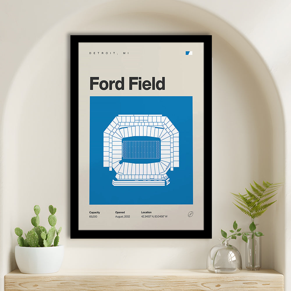 Detroit Lions Stadium Print, Ford Field Stadium Print, Gifts for him, Sport Art, Framed Art Print Wall Decor