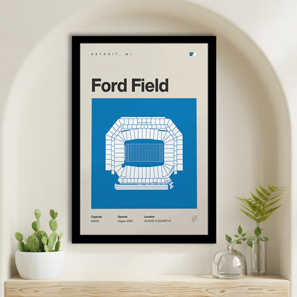 Detroit Lions Stadium Print, Ford Field Stadium Print, Gifts for him, Sport Art, Framed Art Print Wall Decor