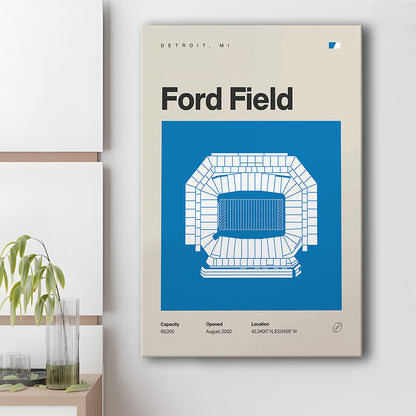 Detroit Lions Stadium Print, Ford Field Stadium Print, Fan Gifts, Sport Art, Canvas Print Wall Art